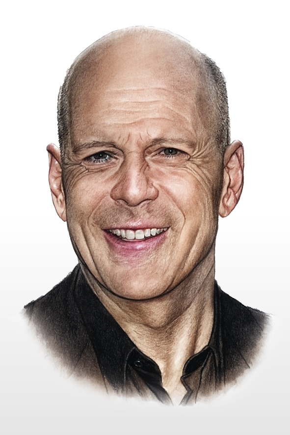 Bruce Willis - reprodukce kresby, kolorovaná