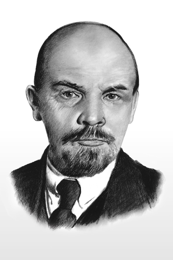 V. I. Lenin - reprodukce kresby uhlem