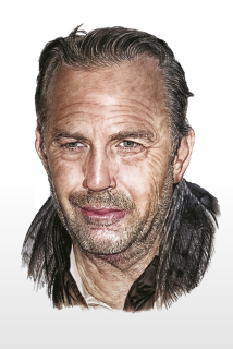 Kevin Costner - reprodukce kresby, kolorovaná